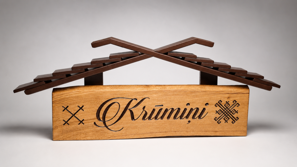 Māju zīme ar jumtiņu